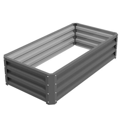 Outsunny Raised Garden Bed, Galvanized Planter Box for Vegetables, Flowers, Herbs, 4'x2'x1', Light Grey 