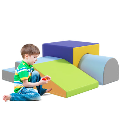 Qaba 4 Piece Foam Play Set for Toddlers and Children, Dark Colour 