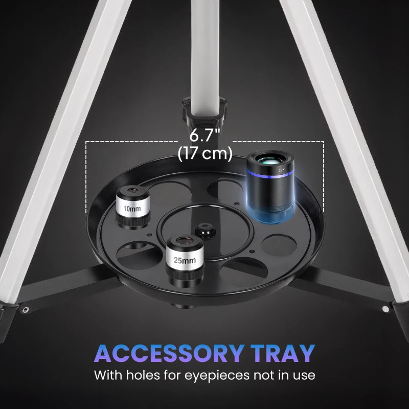 Telescope for Adults, 70 mm Aperture 400 mm Refractor Telescope with 40X/16X, Adjustable Tripod, Bag, White