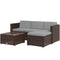 Outsunny 3-Piece Patio Dining Sets, Rattan Wicker with Glass Table & Plush Cushions for Garden & Backyard, Grey