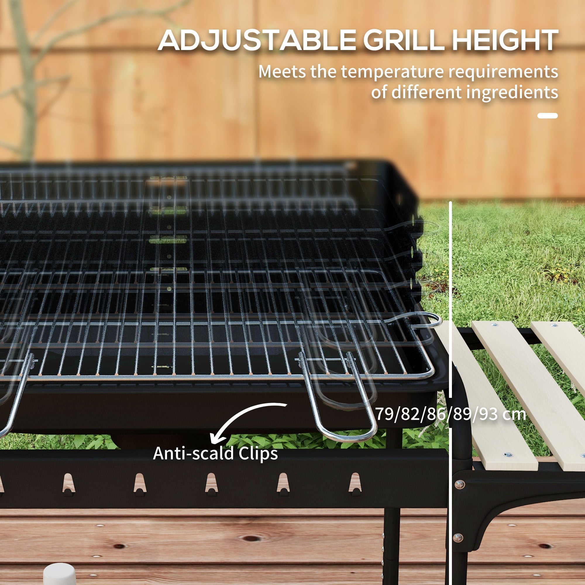 Outsunny Charcoal Barbecue Grill with Adjustable Grill Height, Portable BBQ Trolley with Ash Catcher and Wheels, Black 