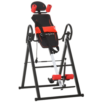Soozier Folding Inversion Table, 20°/40°/60° Adjustable, with Safety Belt and Waist Pad for Back Pain Relief 
