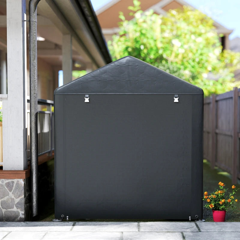 Portable Bicycle Shed with Galvanised Steel Frame and Large Door, Waterproof Outdoor Shed for Garden Tools, Black