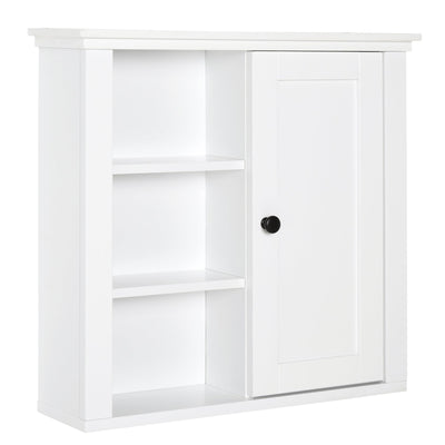 HOMCOM White Wall-Mounted Cabinet: 3-Shelf Bathroom Medicine Storage for Organized Laundry Rooms & Hallways 