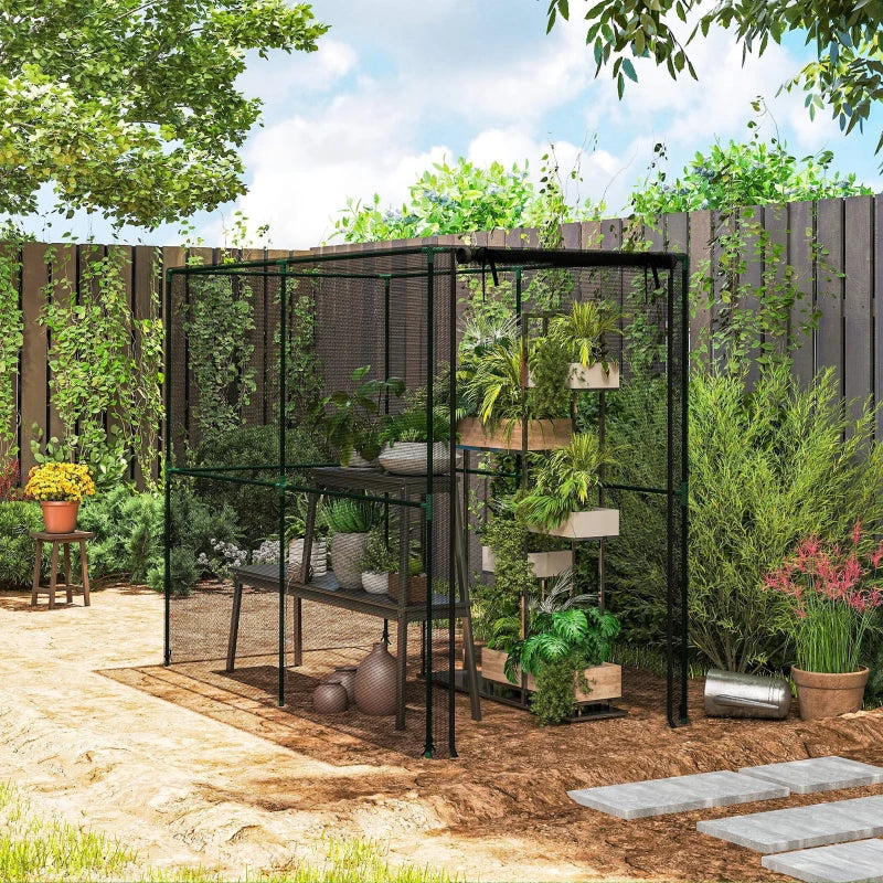 Crop Cage, Plant Protection Tent with Zippered Door, Plant Protector from Animals for Vegetables Flowers Fruits, Black