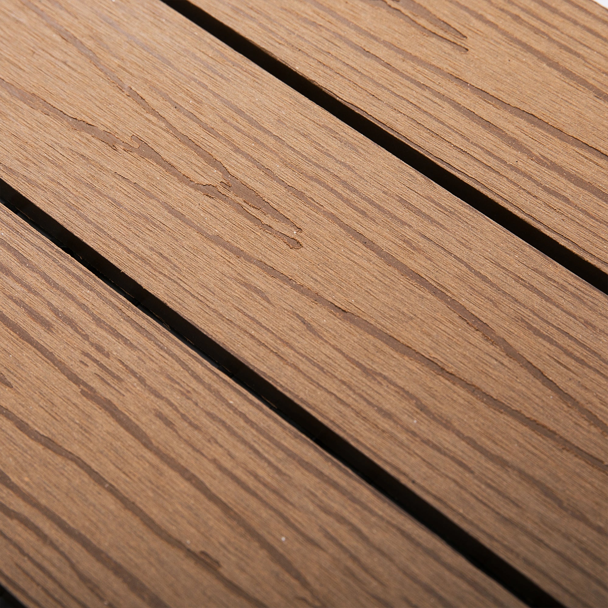 Outsunny Outdoor Deck Tiles 11 Pack HDPE Interlocking Waterproof Non-slip 12 x 12 Inch 