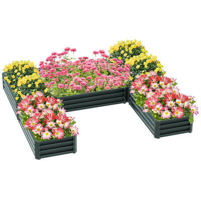 Outsunny Steel Raised Garden Bed, Set of 5 Large Box Planters for Outdoor Plants Vegetables Flowers Herbs, 8x8x1ft, Green 