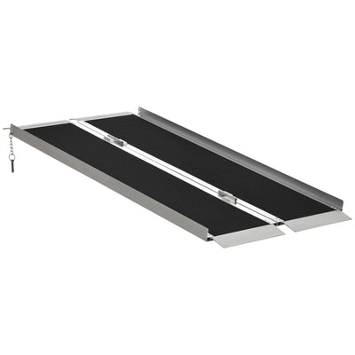 HOMCOM 5' Portable Wheelchair Ramp Aluminum Threshold Mobility Single-fold for Scooter with Carrying Handle 