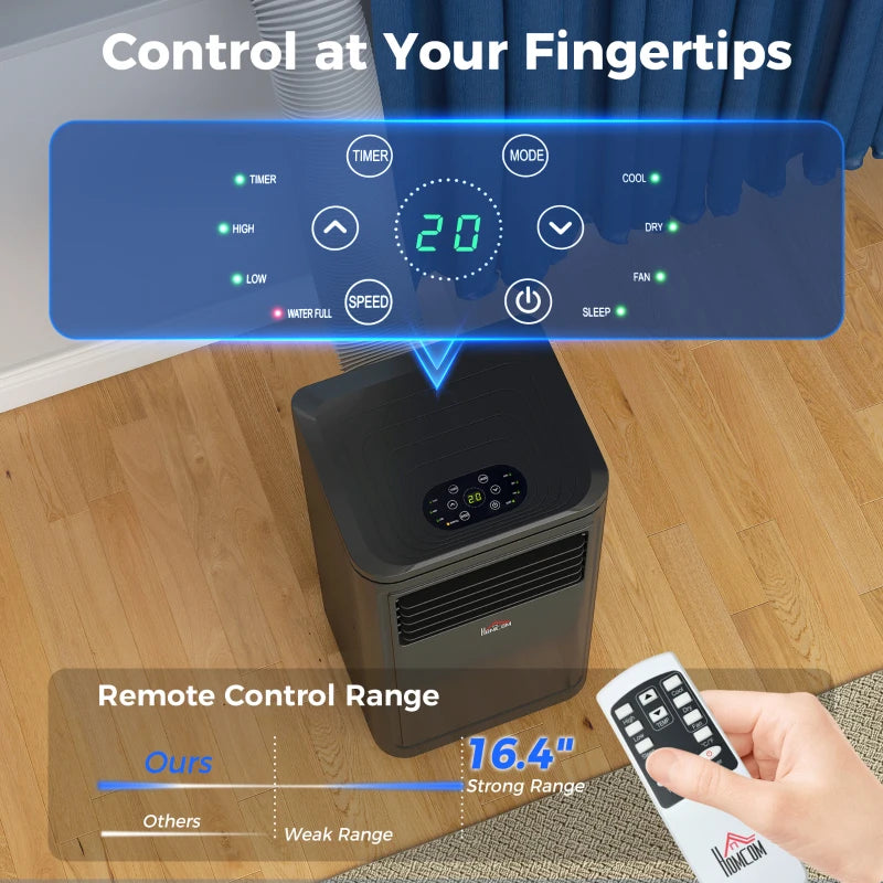 8000 BTU Portable Air Conditioner with Cooling, Dehumidifier, Remote Control, 24-Hour Timer, Window Mount Kit, Black