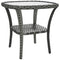 Outdoor Coffee Table with Storage Shelf, Hand-Woven Wicker Side Table with Water-Ripple Glass Top, Mix Grey