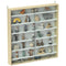 7-Tier Display Cabinet, Shot Glass Display Case, Glass Curio Cabinet with 2 Glass Doors, Oak and White