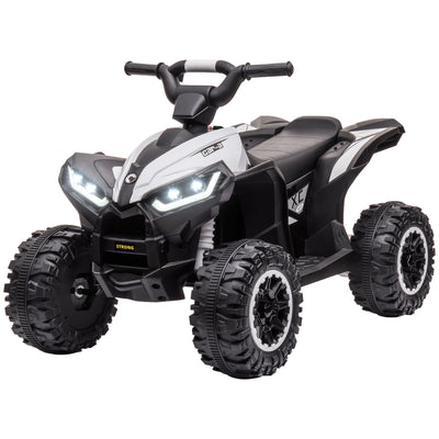 Aosom Kids 4 Wheeler Quad with Music, MP3, Headlights, High & Low Speed, Kids ATV for 3-5 Years Old Boys & Girl, White 