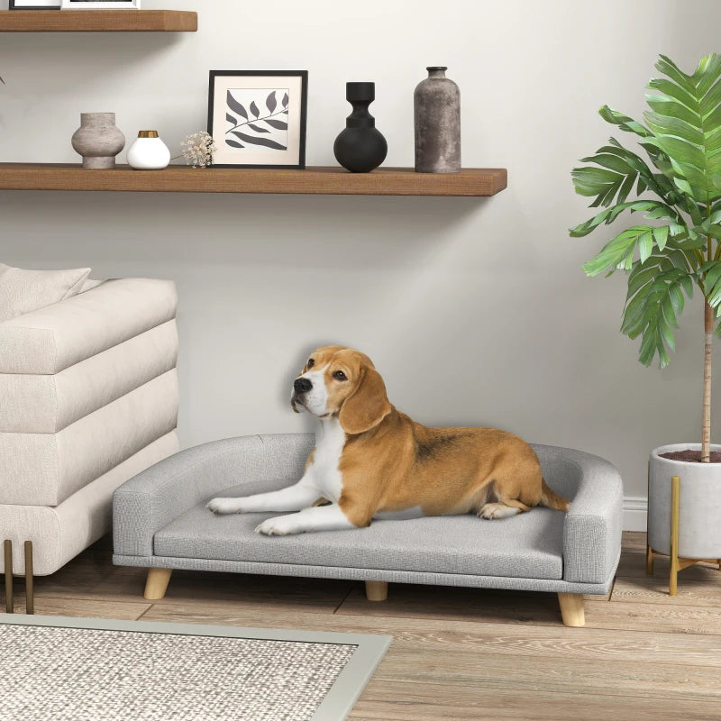 Dog Sofa for Large Dogs with Washable Cover, Anti-slip Foot Pads, Grey