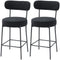 Set of 2 Barstools, Upholstered Bar Stools with Backrest, Footrest for Kitchen Island, Dining Room, Black
