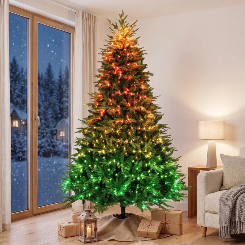 7.5 ft Pre-Lit Artificial Christmas Tree with 650 Synchronized LED Lights, Remote & Timer