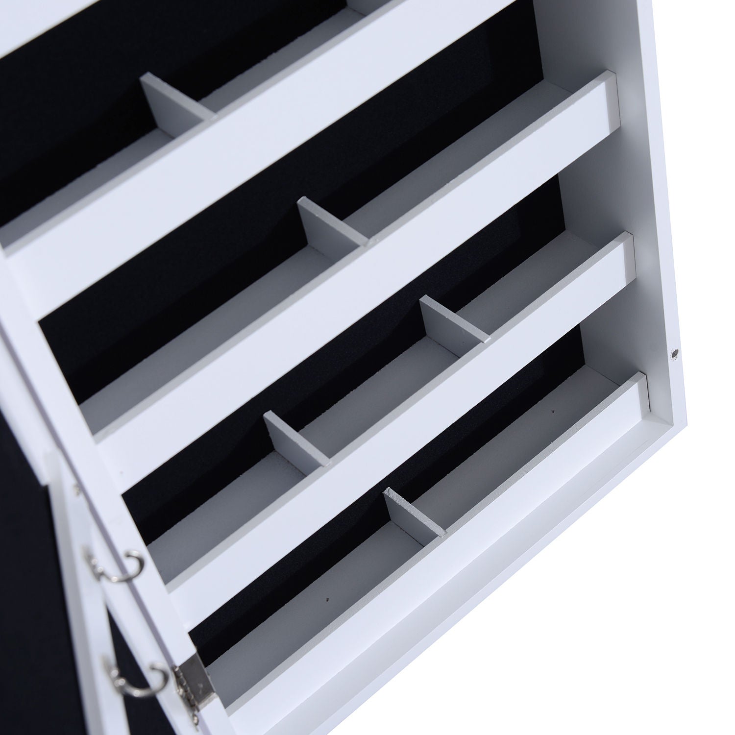 HOMCOM Wall-Mounted Jewelry Armoire: With Full-Length Mirror Storage Organizer, White 