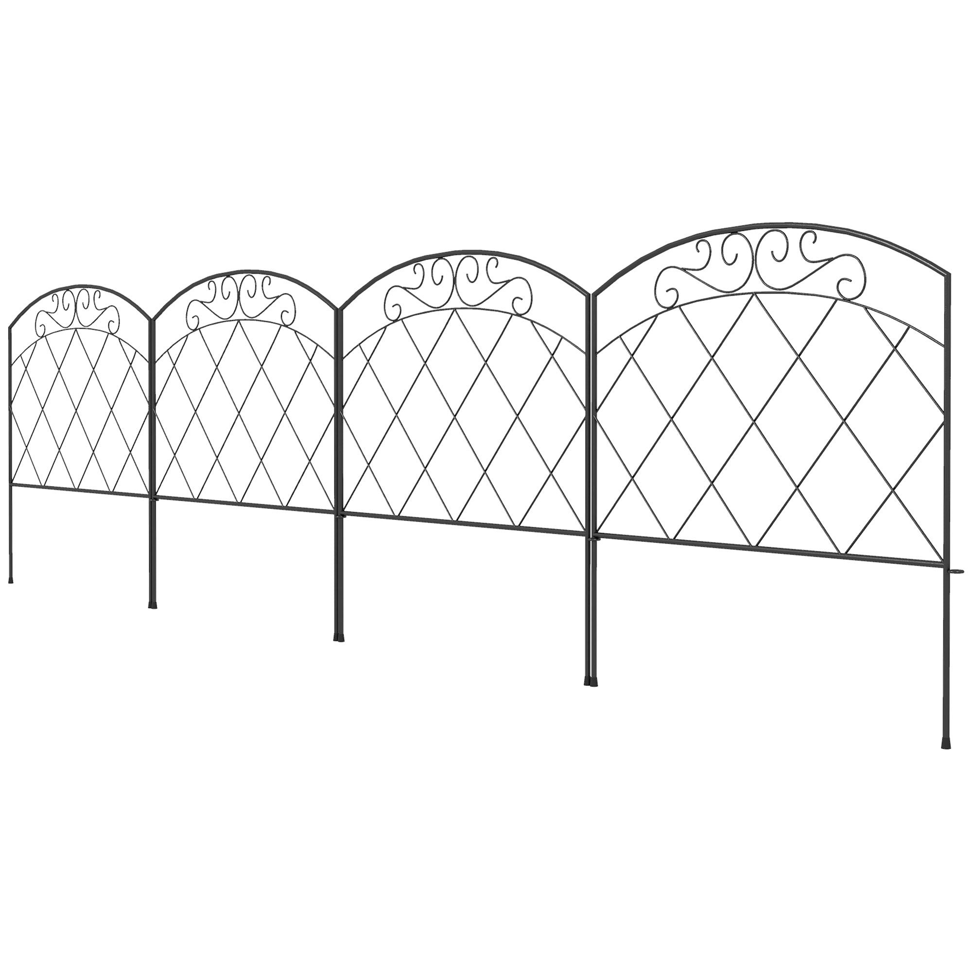 Outsunny 4-Pack Decorative Garden Fence: Swirl Panels for Yard Edging, Animal Barrier 