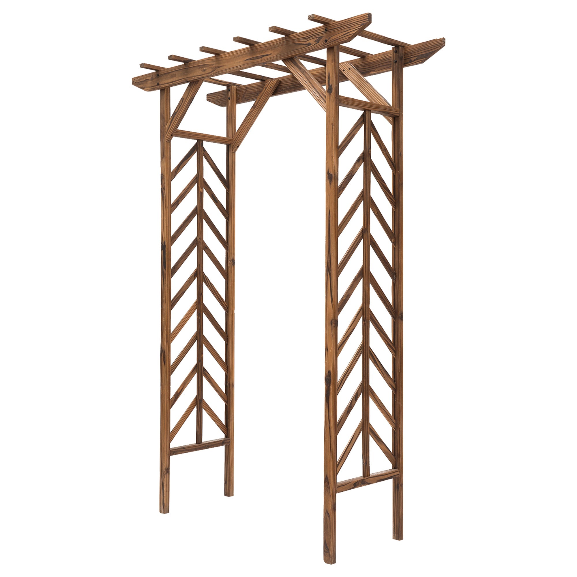 Outsunny Garden Trellis Arch 79", Wooden Arched Pergola for Climbing Plants, Fir Wood Frame 