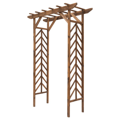 Outsunny Garden Trellis Arch 79", Wooden Arched Pergola for Climbing Plants, Fir Wood Frame 
