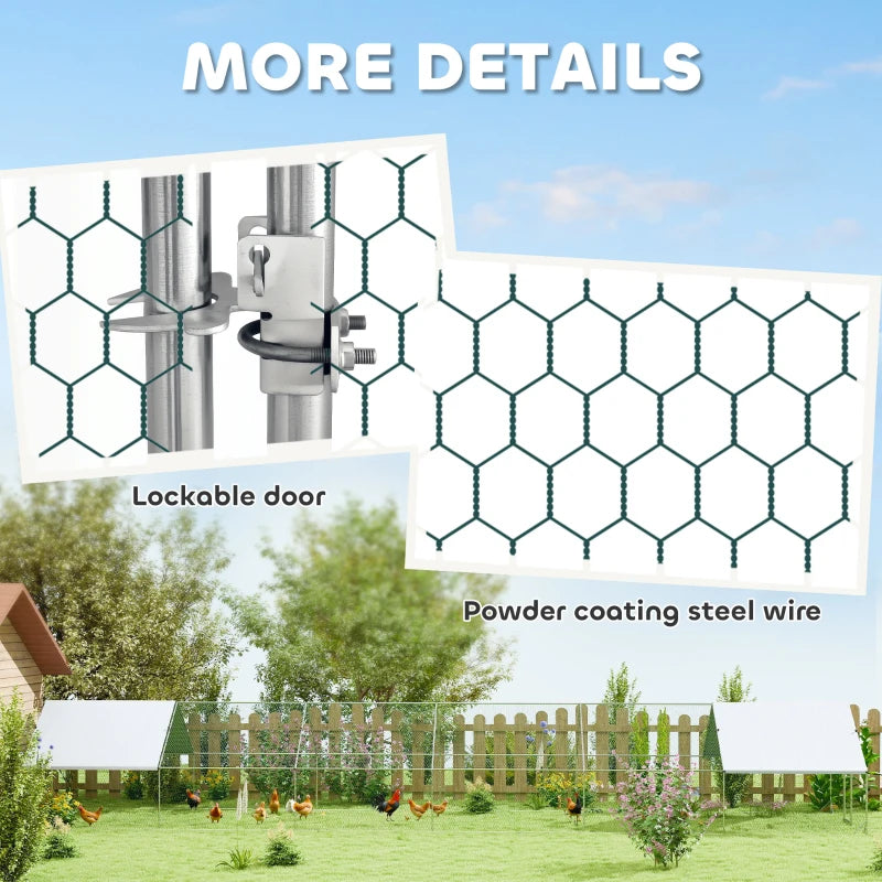 Metal Chicken Coop with Water- and UV-Protection Cover for Backyard Hen, Duck, Rabbit, 6.6' x 6.6' x 6.6'