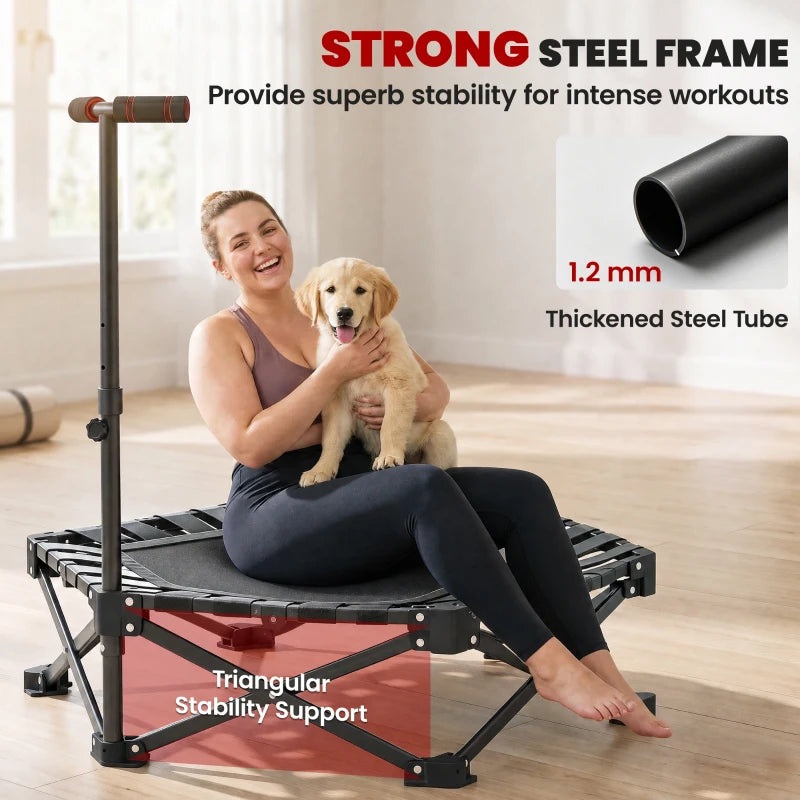 42-Inch Foldable Mini Fitness Trampoline with Adjustable Handlebar – 400 lb Capacity