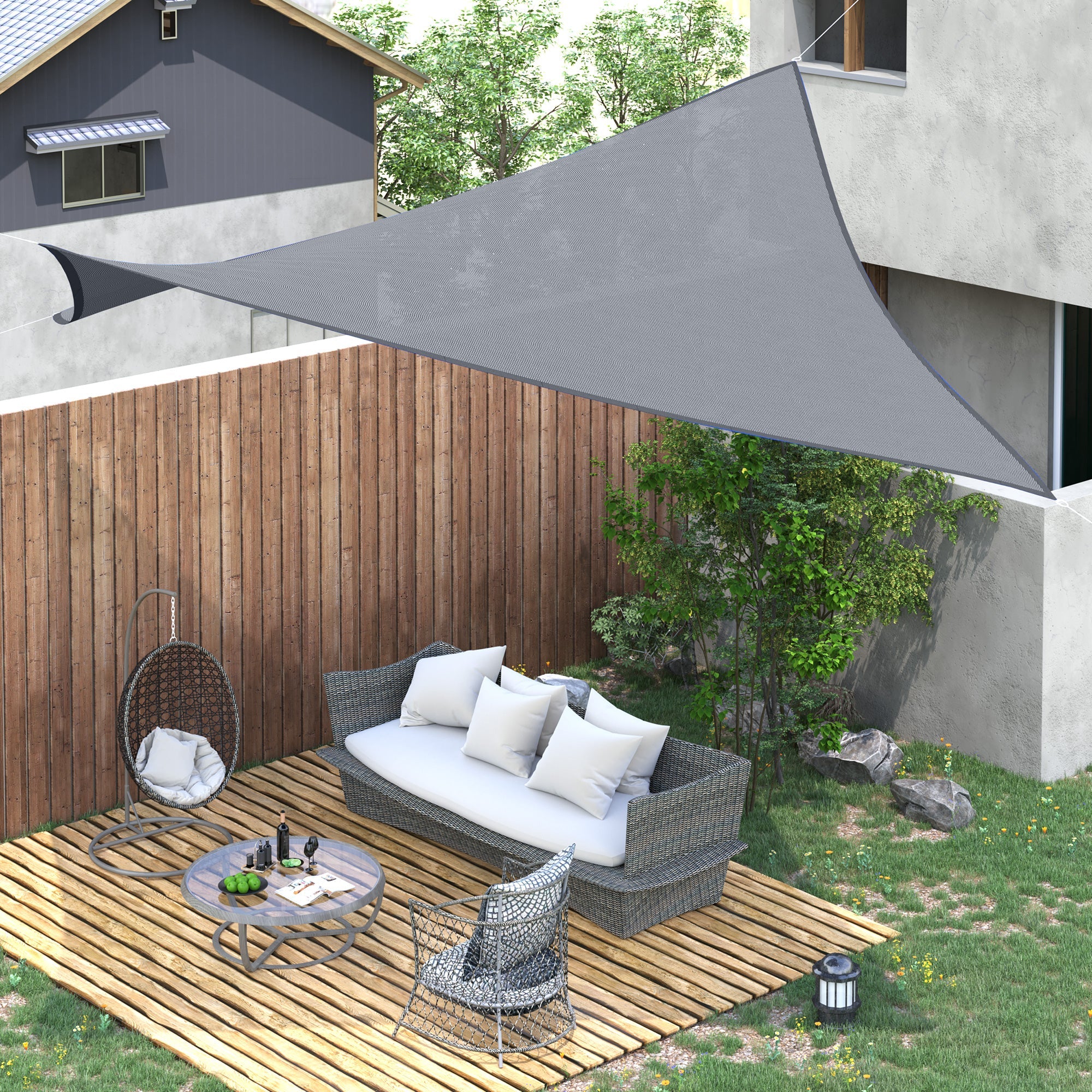 Outsunny 12’ Square Sun Sail Shade Grey UV Protector Outdoor Patio Lawn Canopy Shelter with Carrying Bag 