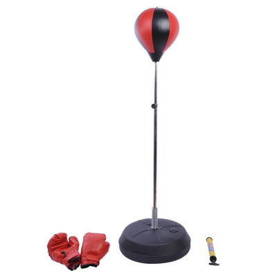 Soozier Kids Adjustable Training Boxing Punching Ball with Gloves Freestanding Portable Stress Relief Black 