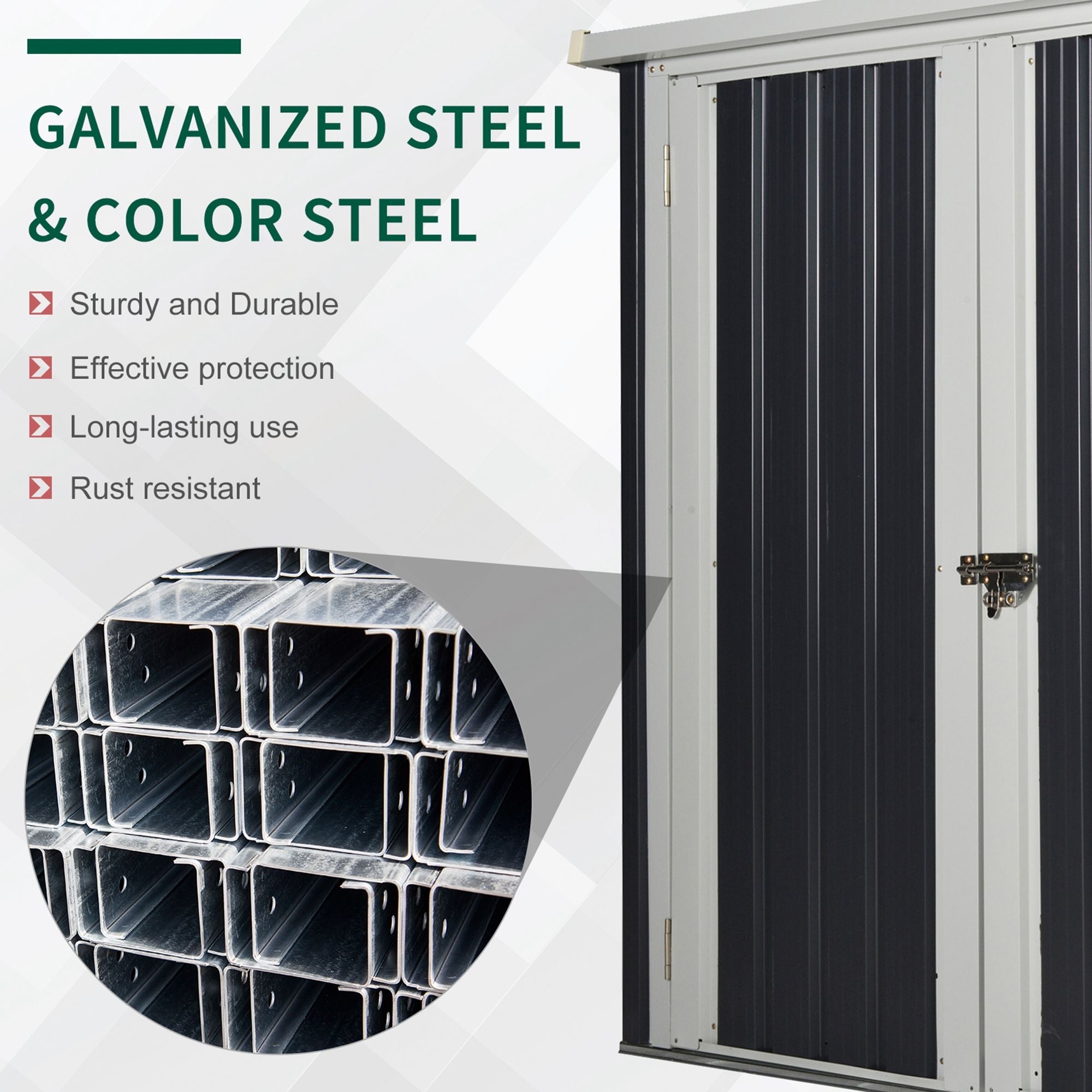 Outsunny Metal Garden Shed 5' x 3' Tool House Double Doors Backyard Patio Lawn Storage 