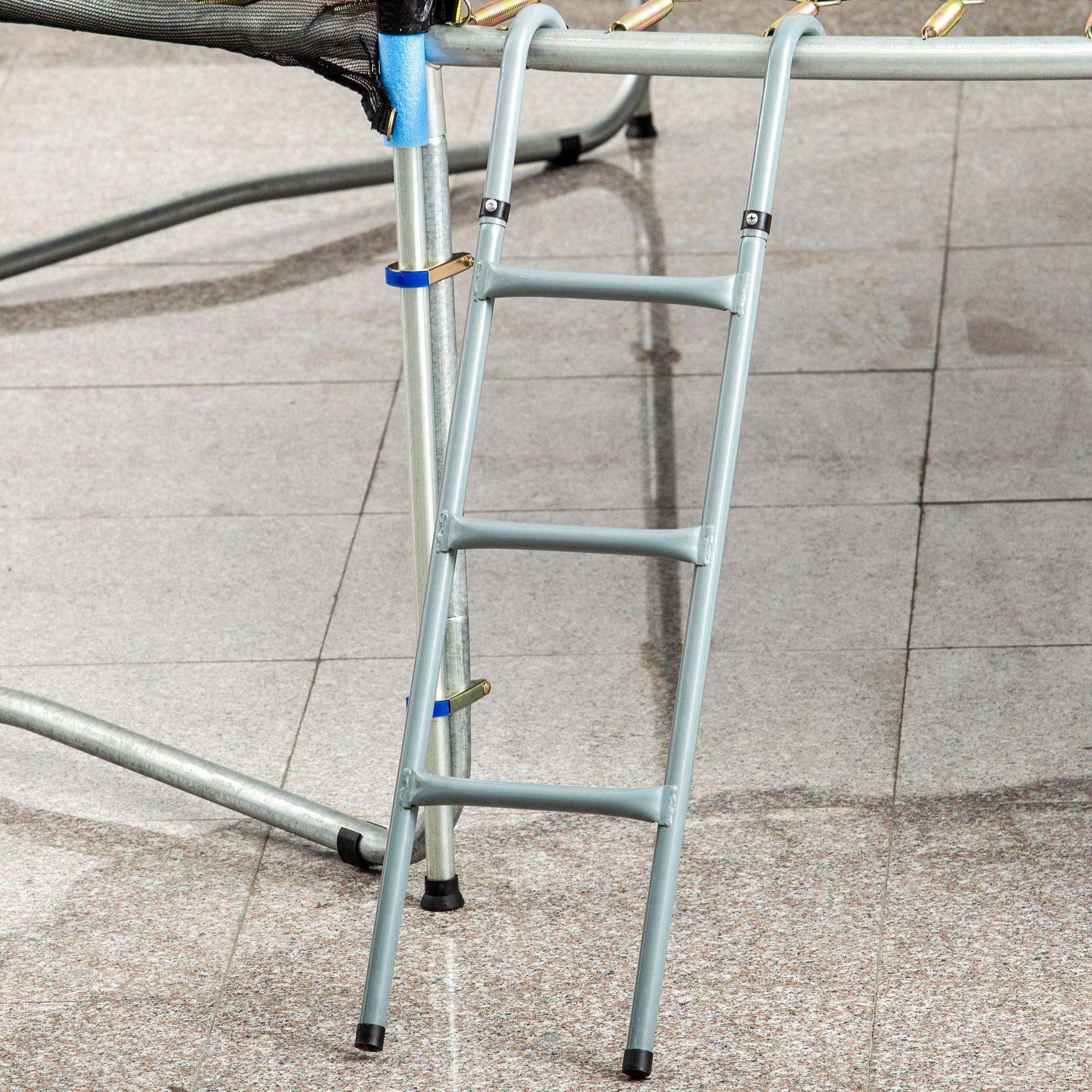 HOMCOM Steel Trampoline Ladder, Fit 12ft & 14ft Trampoline, 3-Step Trampoline Ladder, Trampoline Accessories, 330 lbs Capacity 