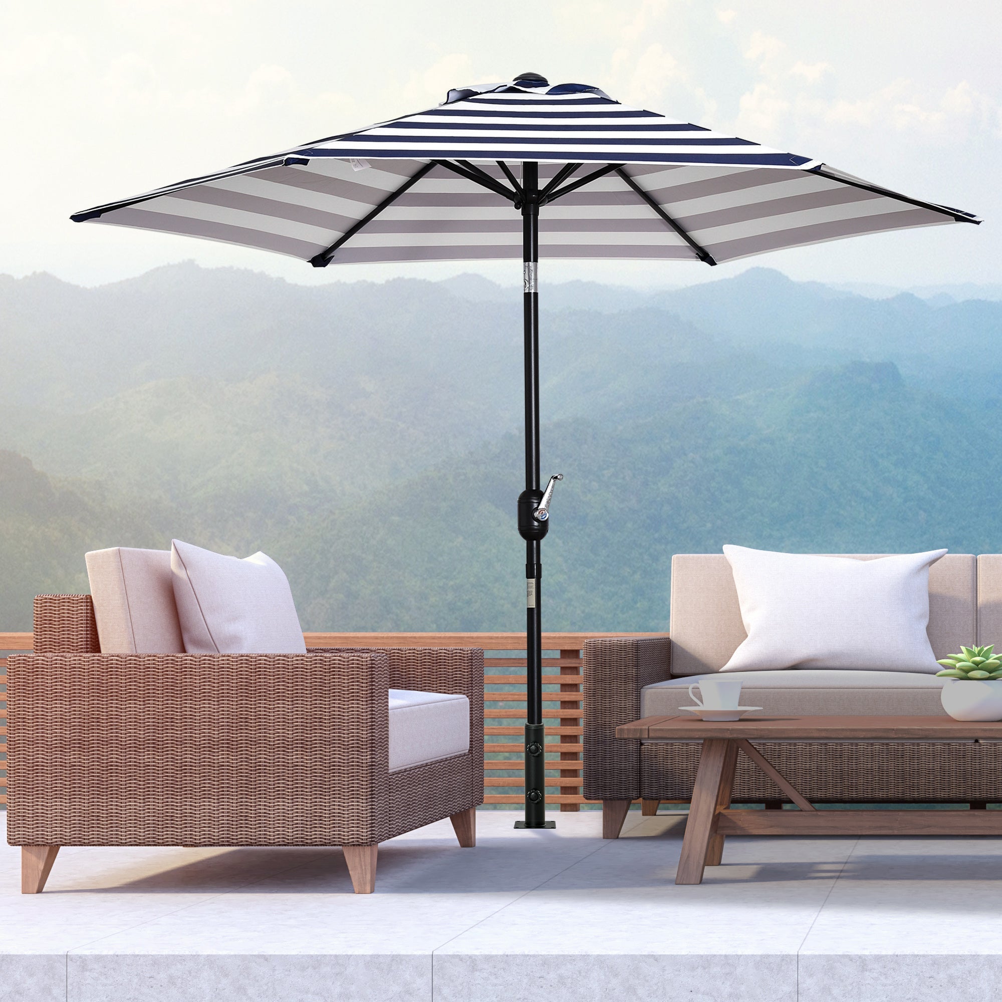 Outsunny Deck Mount Umbrella Holder Base Stand Outdoor for Deck Dock Patio Garden Pontoon Black 