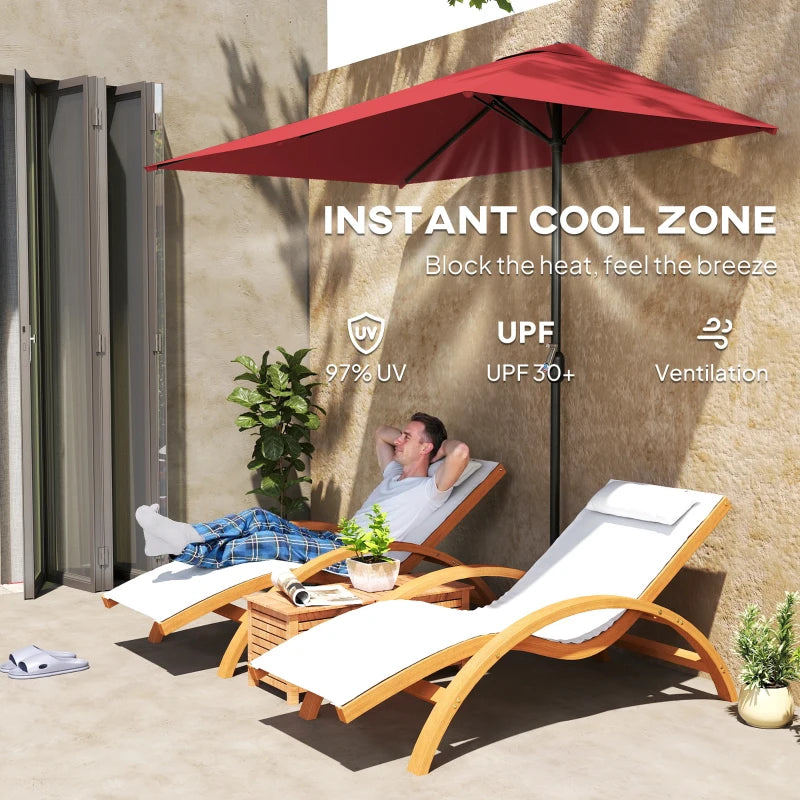 8ft Half Round Umbrella Outdoor Balcony Parasol Patio Garden Outdoor Window Sun Shade w/ 5 Ribs