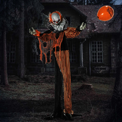 Outsunny 5ft Life-Size Talking Circus Clown – Sound & Motion Activated Halloween Decoration, Light-Up Eyes 