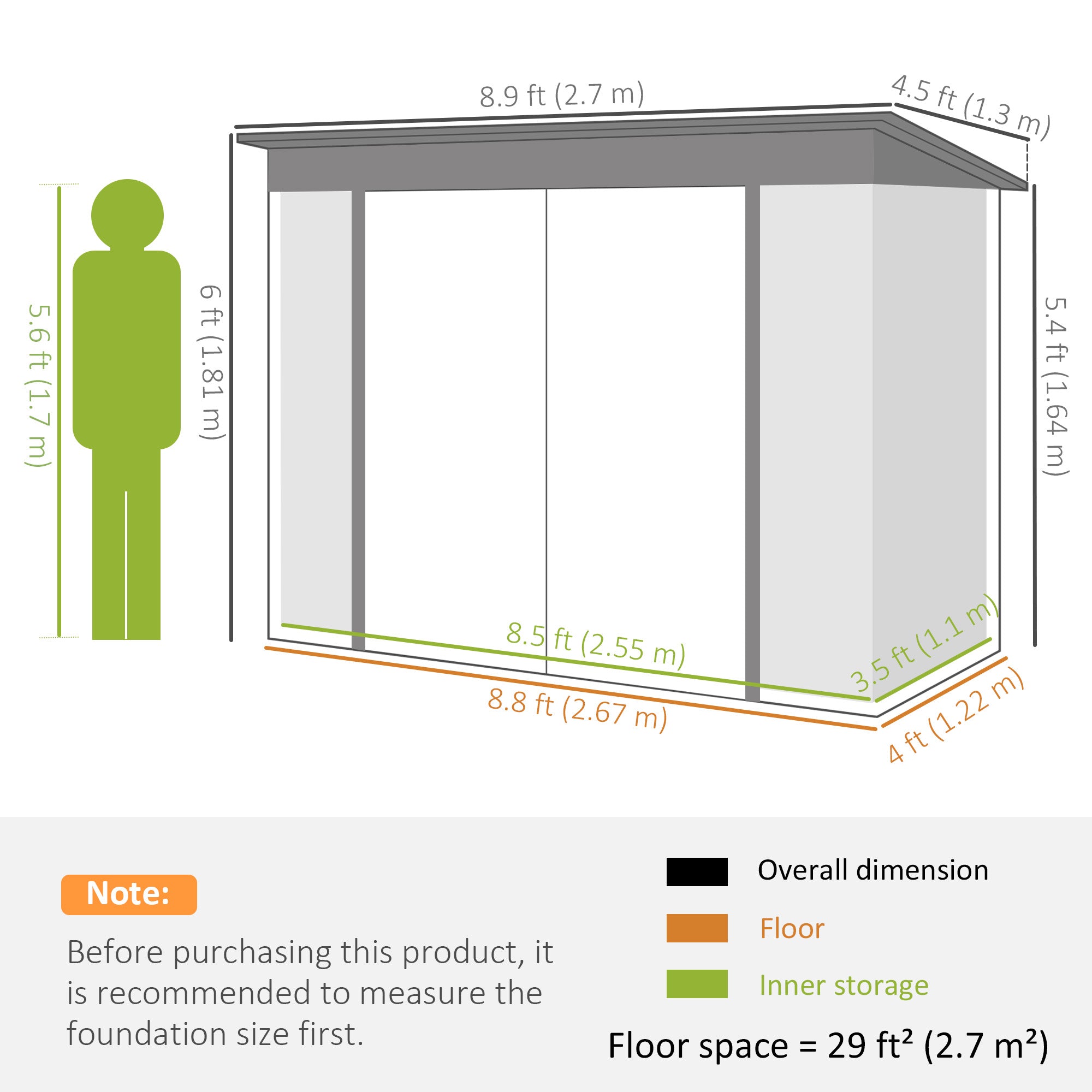 Outsunny 9' x 4' Galvanized Steel Garden Storage Shed with Lockable Doors, Gloves and 2 Air Vents for Backyard, Patio, Lawn 