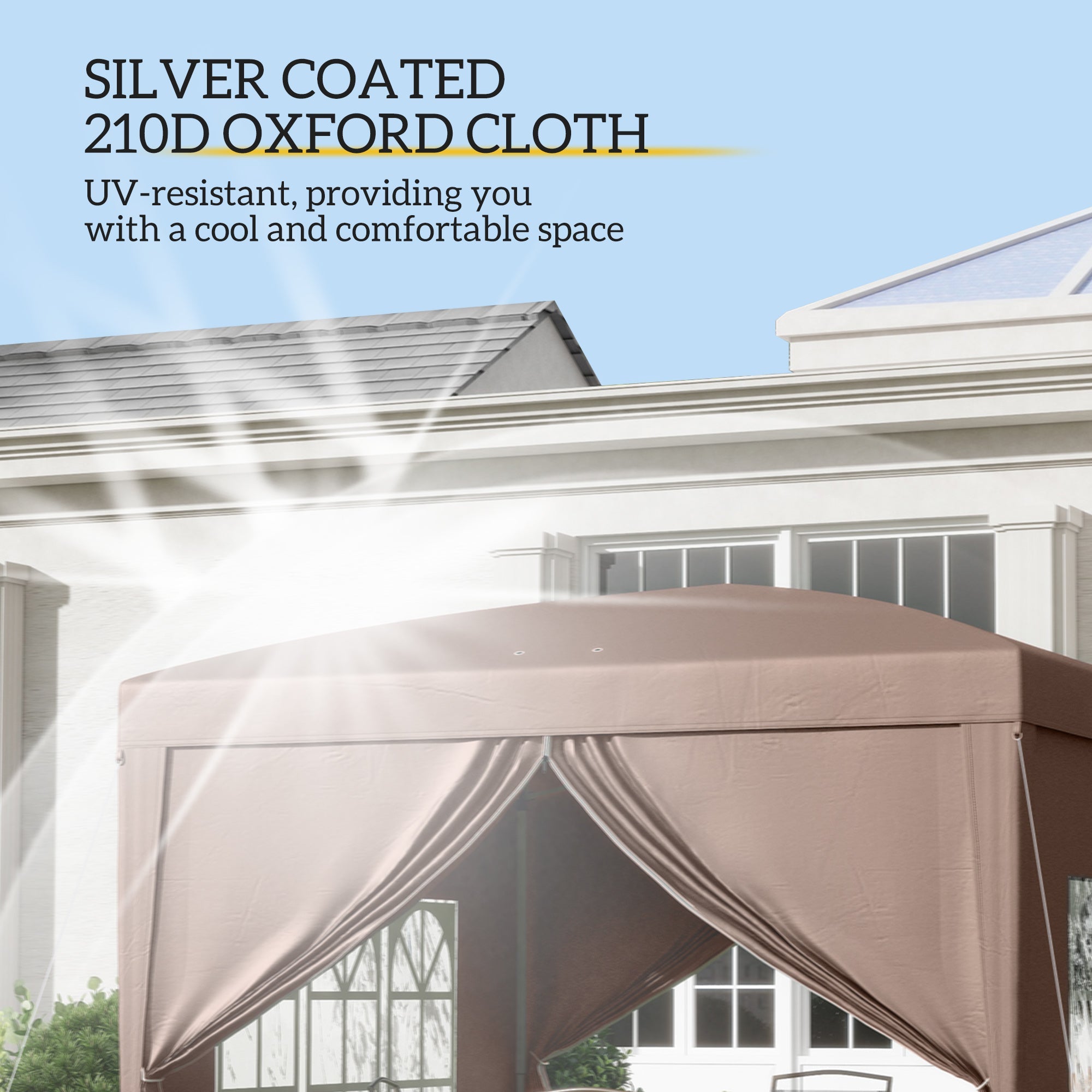 Outsunny 10'x10' Outdoor Pop Up Party Tent Wedding Gazebo Canopy with Carrying Bag (Coffee) 