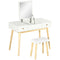 Homcom White Makeup Vanity Dressing Table Mirror With Set Cushioned Stool Makeup Vanity Dressing Desk With 2 Drawers And Storage
