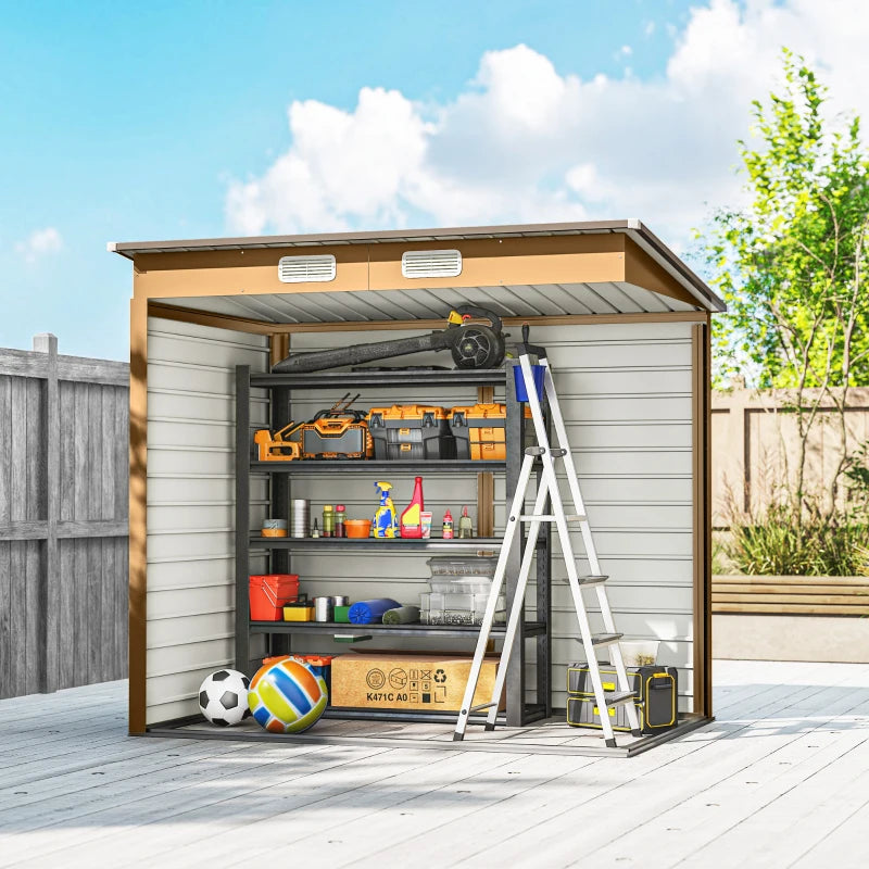 6 x 4FT Galvanized Garden Storage Shed, Metal Outdoor Shed with Double Doors and 2 Vents, Yellow