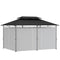 Outsunny 10' x 13' Double Roof Patio Gazebo, Outdoor Gazebo with Curtains, for Garden, Lawn, Backyard and Deck, Dark Grey