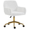 Office Chair, Faux Rabbit Fur Upholstered Vanity Desk Chair, Cream White