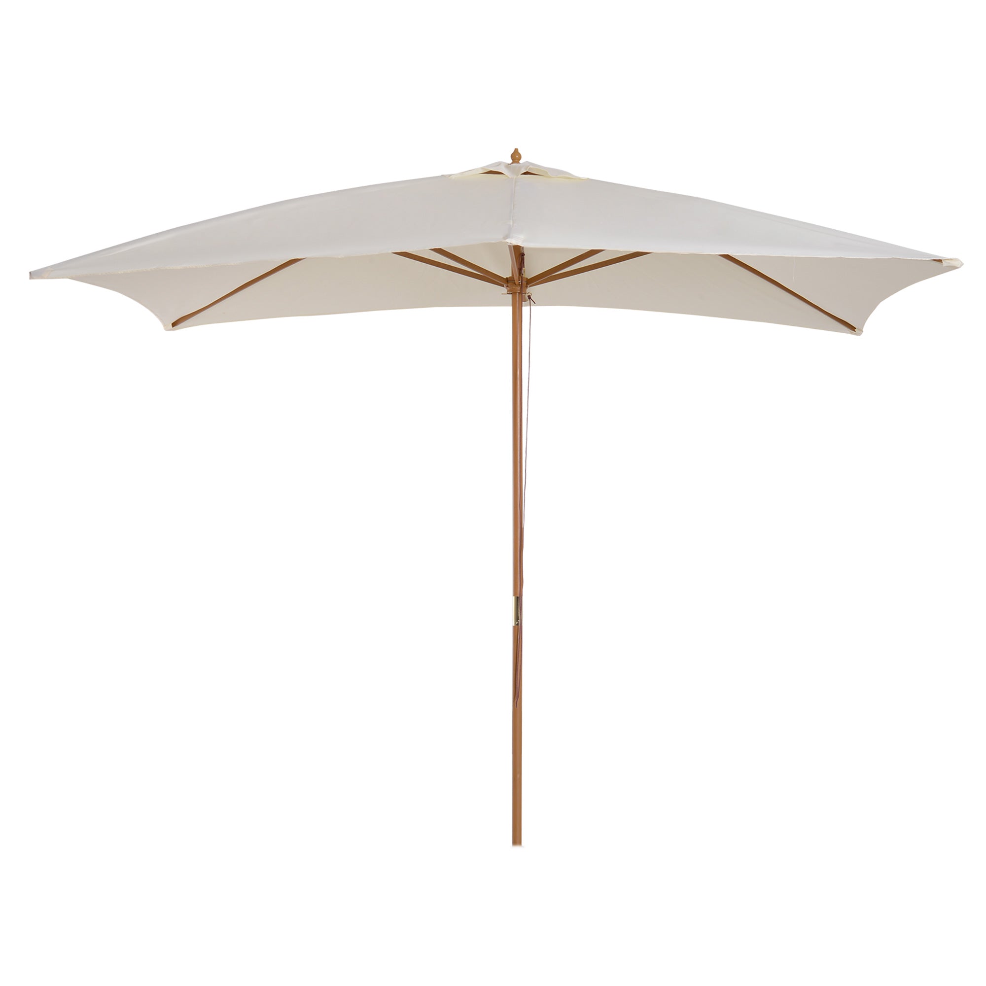 Outsunny 7x10ft Wooden Rectangle Patio Umbrella: Beige Market Garden Parasol Outdoor Sunshade Canopy 