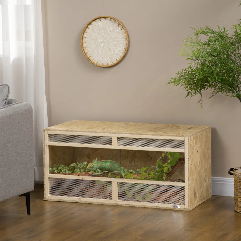 Reptile Terrarium, 58 Gallon Reptile Tank with Sliding Doors, Breathable Mesh for Bearded Dragon, Lizards, Snake