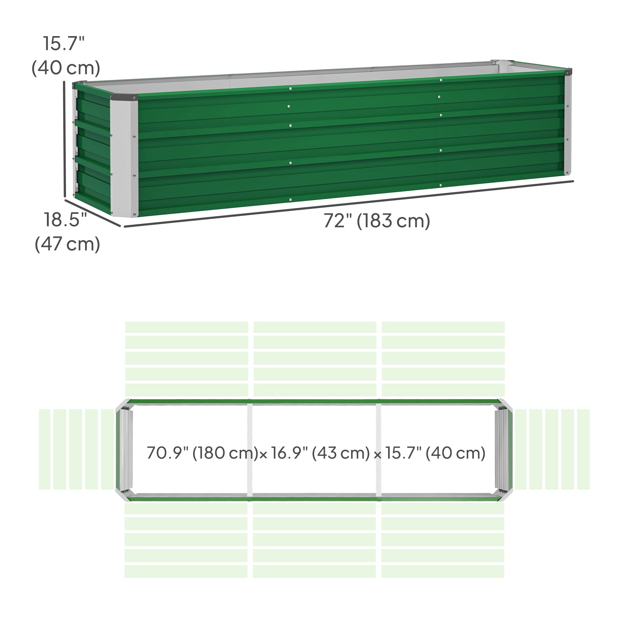 Outsunny Galvanized Raised Garden Bed, Elevated Large Metal Planter Box w/ Install Gloves for Backyard, Patio to Grow Vegetables 