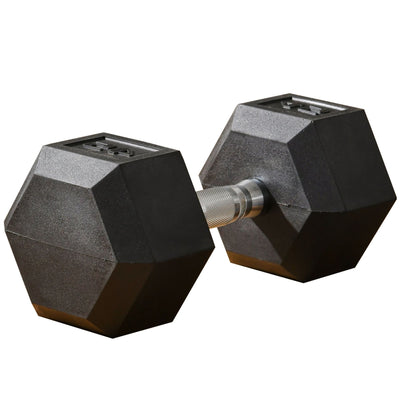 Soozier Rubber Hex Dumbbells: 45lbs Hand Weights for Intense Strength Training & Home Gym Workout Sessions, Black 