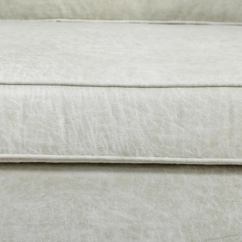 Modern Accent Chair, Leathaire Armchair with Turned Legs and Wide Seat, Single Sofa for Bedroom, Living Room, Cream White