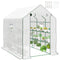 Walk-in Greenhouse with 3 Tier, Garden Plant Growhouse with Roll-up Door and Mesh Windows, 140 x 213 x 190 cm, White
