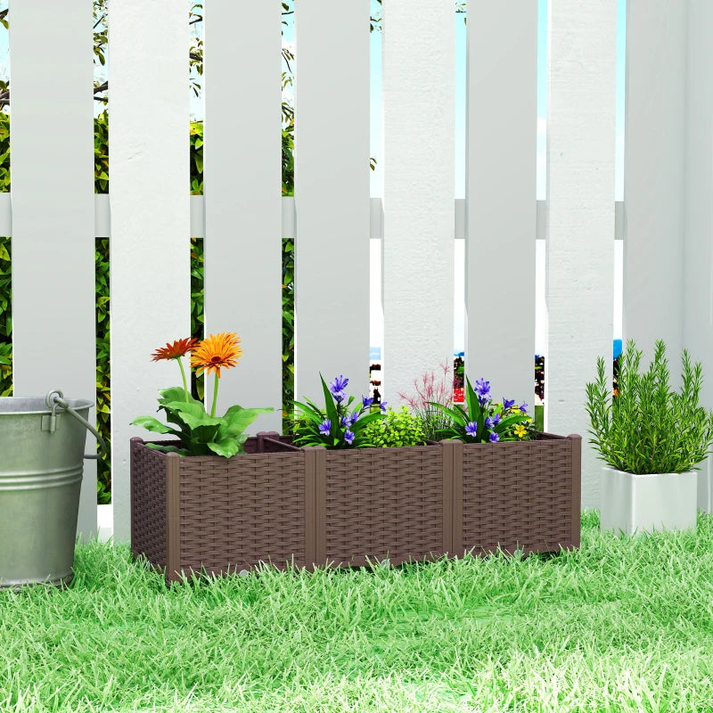 Plastic Raised Garden Bed with Legs, Self Watering Elevated Planter Boxes with Drainage Holes and Plugs
