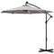 Outsunny Cantilever Umbrella: 10ft Outdoor Banana with Solar Lights Adjustable Angle Light Grey
