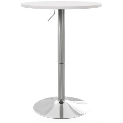 HOMCOM Swivel Simplicity: Adjustable High Top Bar Table, White Round Steel Base Bistro Style for 2 People 