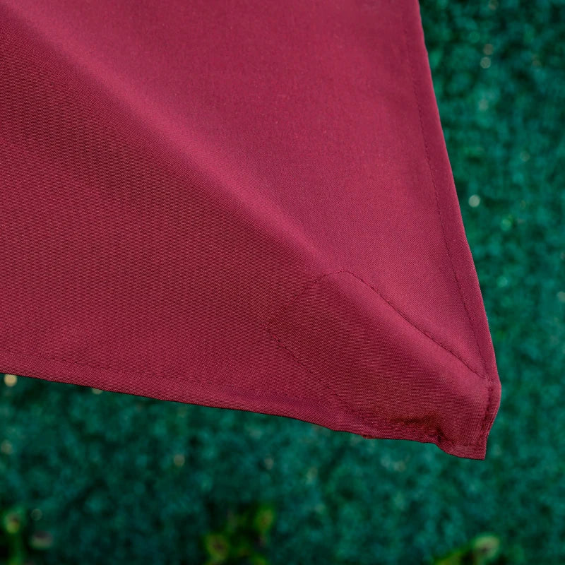 6.5x10ft Patio Umbrella, Rectangle Market Umbrella with Aluminum Frame and Crank Handle, Garden Parasol Outdoor Sunshade Canopy, Wine Red