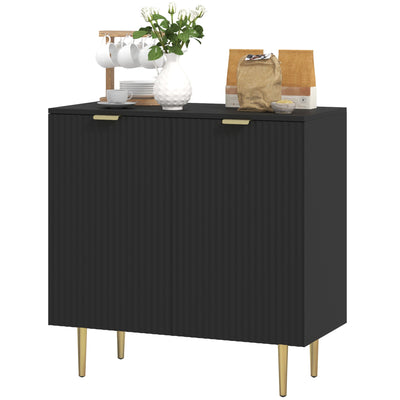 HOMCOM Modern Kitchen Storage Cabinet, Sideboard Buffet Cabinet with Adjustable Shelves and Metal Legs for Kitchen, Black 