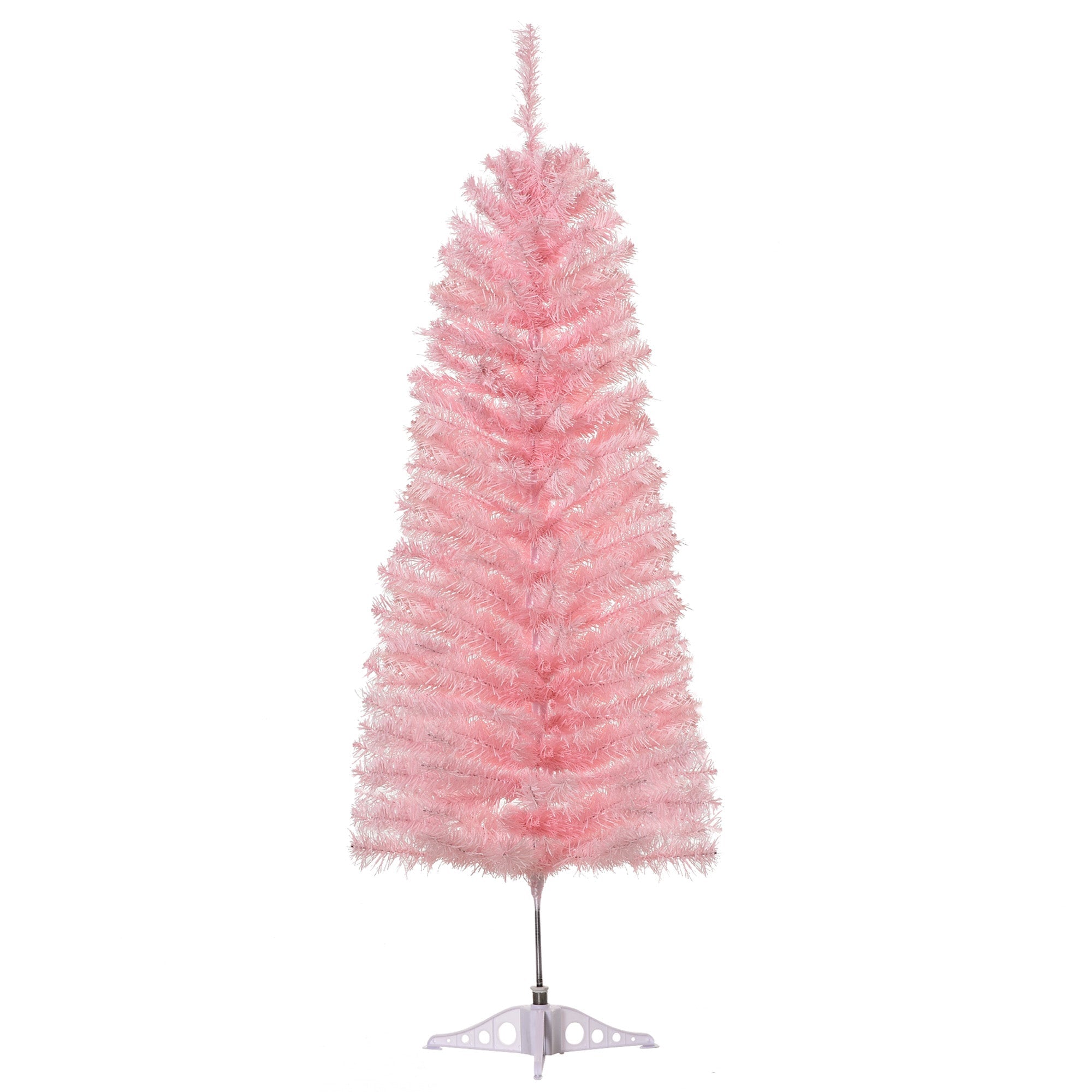 HOMCOM 4FT Artificial Christmas Tree Holiday Xmas Holiday Pencil Tree Decoration with Automatic Open for Home Party, Pink 